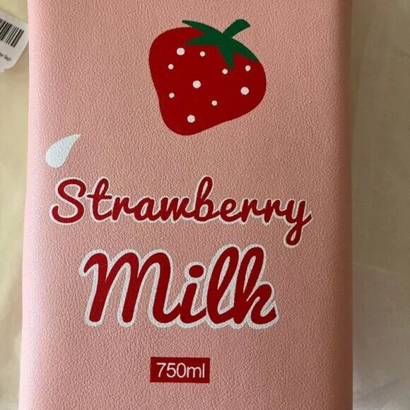 LUI SUI Girl's Fruits Crossbody Pink Bag Purse Strawberry Milk Box Kawaii - Picture 7 of 12